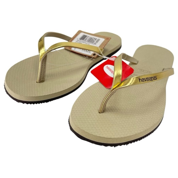 Havaianas Golden Metallic Womens Thong Slide Sandals Size 7/8 - Picture 7 of 7